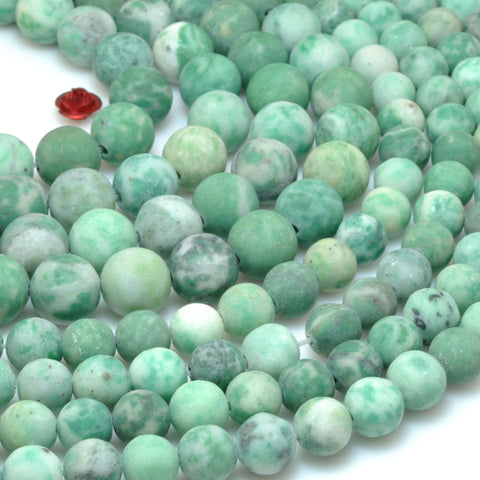 YesBeads Natural Green Jade matte round loose beads gemstone 8mm 10mm 15"