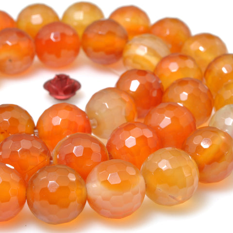 Natural Rainbow Agate oragen carnelian mini faceted round beads wholesale gemstone for jewelry making