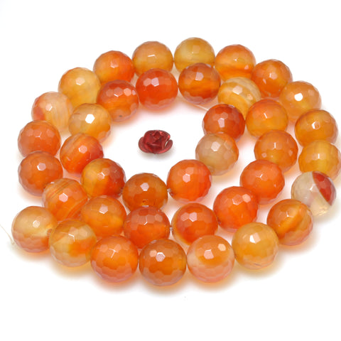 Natural Rainbow Agate oragen carnelian mini faceted round beads wholesale gemstone for jewelry making