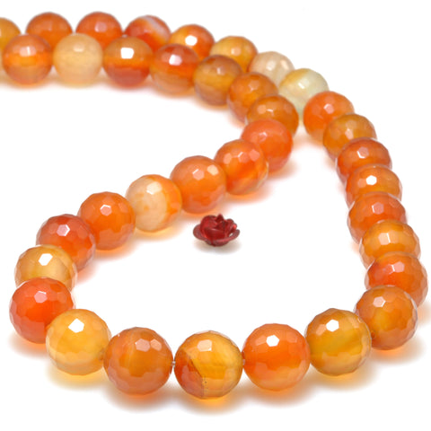 Natural Rainbow Agate oragen carnelian mini faceted round beads wholesale gemstone for jewelry making
