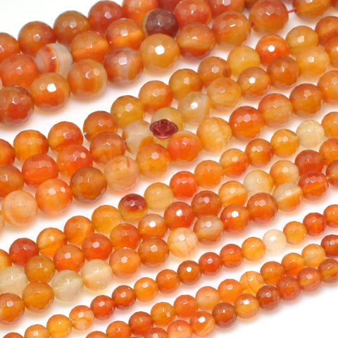 Natural Rainbow Agate oragen carnelian mini faceted round beads wholesale gemstone for jewelry making