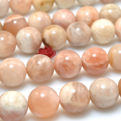 YesBeads natural Sunstone smooth round loose beads wholesale gemstone jewelry 15"