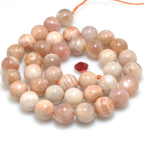 YesBeads natural Sunstone smooth round loose beads wholesale gemstone jewelry 15"