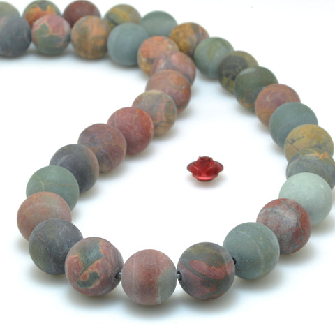 YesBeads Natural Red Creek Jasper matte round beads picasso jasper gemstone wholesale jewelry making 15"