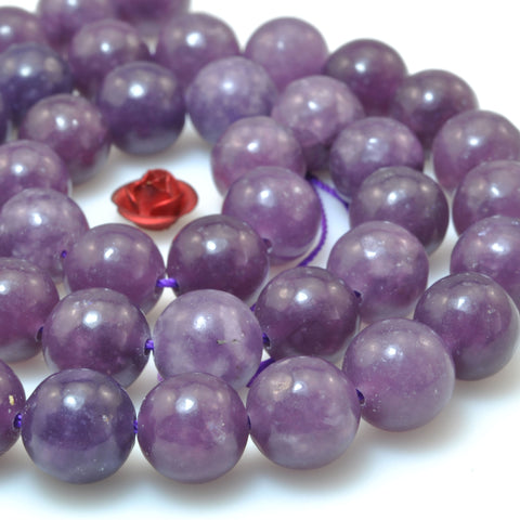 Natural Purple Lepidolite smooth round loose beads wholesale gemstone jewelry 8mm 6mm 15"