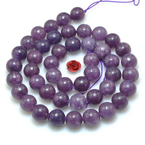 Natural Purple Lepidolite smooth round loose beads wholesale gemstone jewelry 8mm 6mm 15"