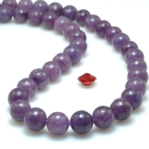 Natural Purple Lepidolite smooth round loose beads wholesale gemstone jewelry 8mm 6mm 15"
