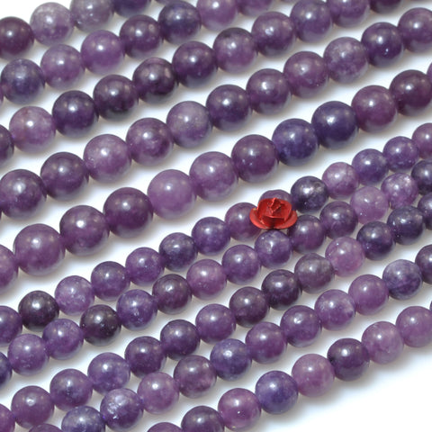 Natural Purple Lepidolite smooth round loose beads wholesale gemstone jewelry 8mm 6mm 15"