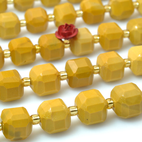 Natural Yellow Mookaite Stone faceted cube loose beads wholesale gemstone for jewelry making bracelet necklace diy