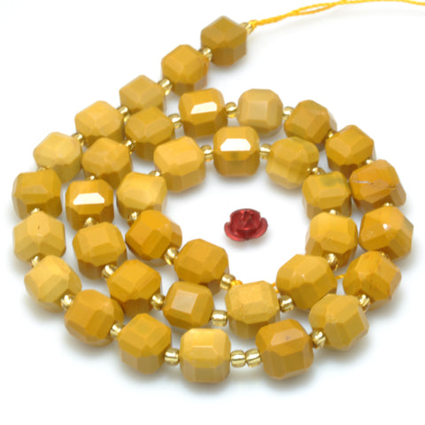 Natural Yellow Mookaite Stone faceted cube loose beads wholesale gemstone for jewelry making bracelet necklace diy
