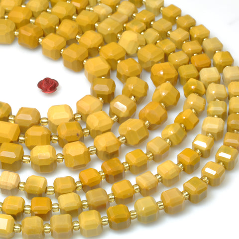 Natural Yellow Mookaite Stone faceted cube loose beads wholesale gemstone for jewelry making bracelet necklace diy