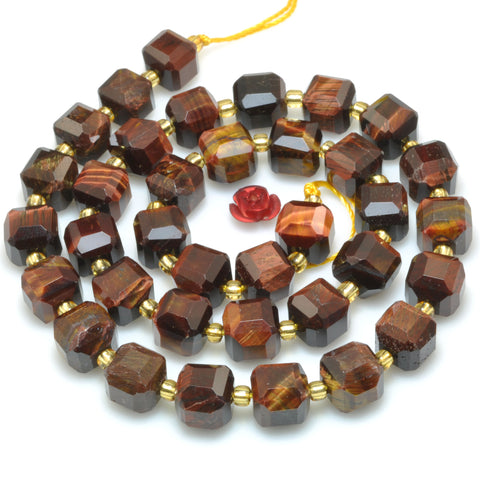Red tiger eye faceted cube loose beads wholesale gemstone semi precious stone for jewelry making DIY