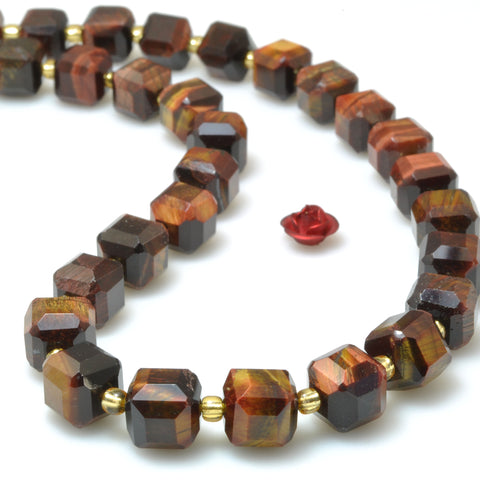 Red tiger eye faceted cube loose beads wholesale gemstone semi precious stone for jewelry making DIY