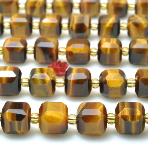 Natural Yellow Tiger Eye faceted cube loose beads wholesale gemstone semi precious stone for jewelry making DIY bracelet