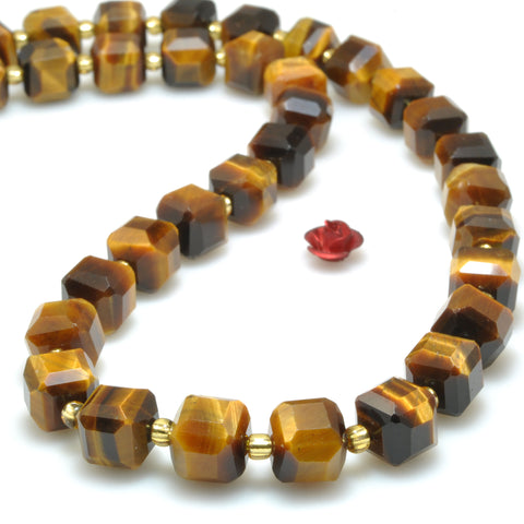 Natural Yellow Tiger Eye faceted cube loose beads wholesale gemstone semi precious stone for jewelry making DIY bracelet