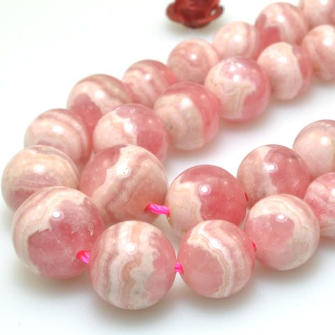 Argentina Rhodochrosite Natural Stone pink ivory gemstone smooth round beads 18" tower necklace for jewelry making diy