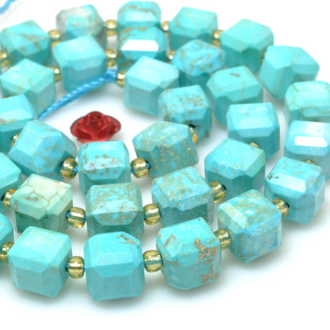 Blue Turquoise faceted cube loose beads wholesale gemstones for jewelry making DIY bracelet necklace