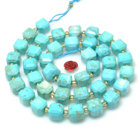 Blue Turquoise faceted cube loose beads wholesale gemstones for jewelry making DIY bracelet necklace