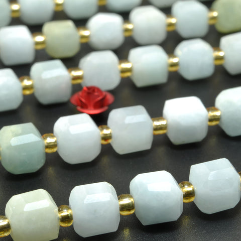 Natural Blue Aquamarine faceted cube loose beads wholesale gemstone for jewelry making diy bracelet necklace stuff