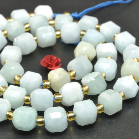 Natural Blue Aquamarine faceted cube loose beads wholesale gemstone for jewelry making diy bracelet necklace stuff