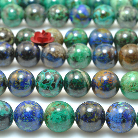 Natural Azurite Chrysocolla stone smooth round beads wholesale loose blue green gemstone for jewelry making diy bracelet necklace