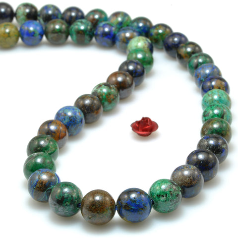 Natural Azurite Chrysocolla stone smooth round beads wholesale loose blue green gemstone for jewelry making diy bracelet necklace