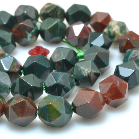 Natural Bloodstone Heliotrope green stone star cut faceted nugget beads for jewelry makin diy bracelet