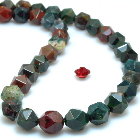 Natural Bloodstone Heliotrope green stone star cut faceted nugget beads for jewelry makin diy bracelet