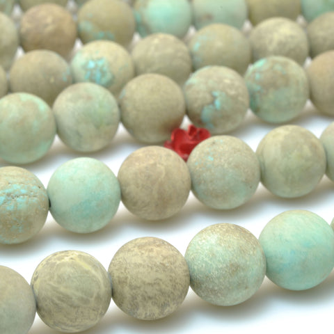 Natural Turquoise Stone Matte Round beads wholesale loose gemstone for jewelry making diy bracelet necklace