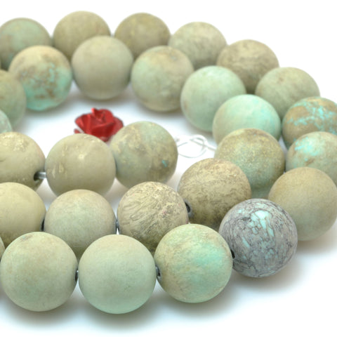 Natural Turquoise Stone Matte Round beads wholesale loose gemstone for jewelry making diy bracelet necklace