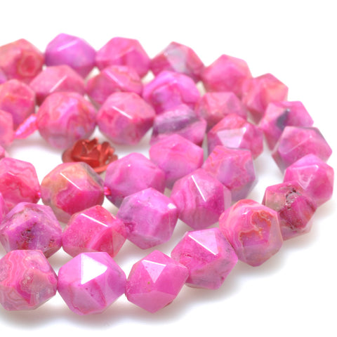 Rose Red Mexican Crazy Lace Agate star cut faceted nugget beads gemstone wholesale jewelry making bracelet necklace stuff