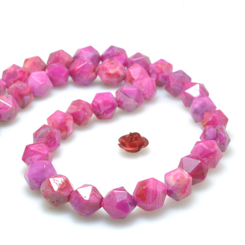 Rose Red Mexican Crazy Lace Agate star cut faceted nugget beads gemstone wholesale jewelry making bracelet necklace stuff