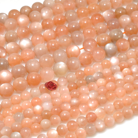 Natural Orange Sunstone A grade smooth round beads gemstone wholesale jewelry 15"