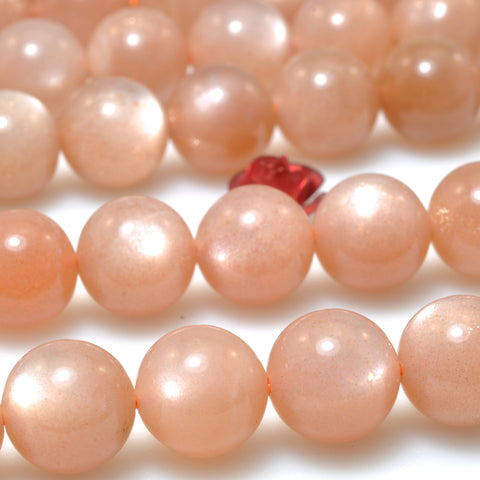 Natural Orange Sunstone smooth round beads gemstone wholesale jewelry making 15"