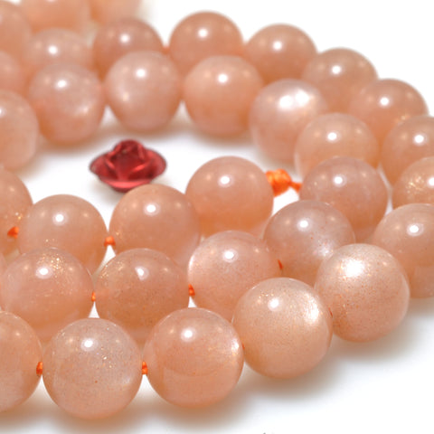 Natural Orange Sunstone smooth round beads gemstone wholesale jewelry making 15"