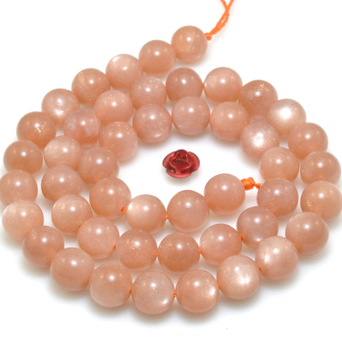 Natural Orange Sunstone smooth round beads gemstone wholesale jewelry making 15"