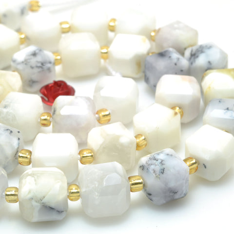 Natural White Moss Opal faceted cube beads wholesale loose gemstone for jewelry making diy bracelet