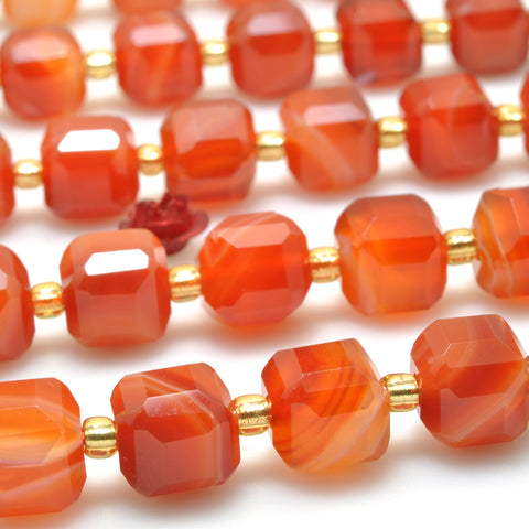 Red Banded Agate faceted cube beads Stripe Agate wholesale loose gemstone for jewelry making DIY