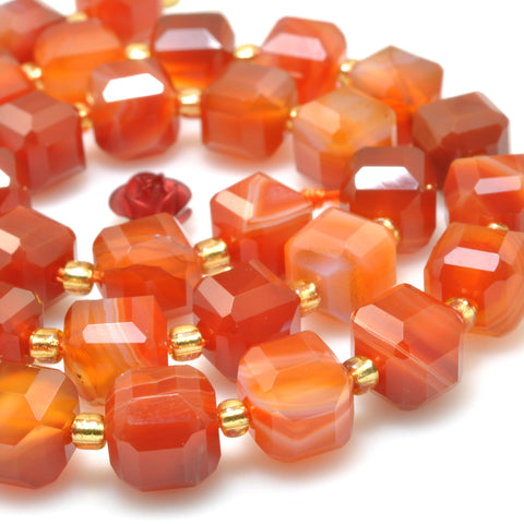 Red Banded Agate faceted cube beads Stripe Agate wholesale loose gemstone for jewelry making DIY