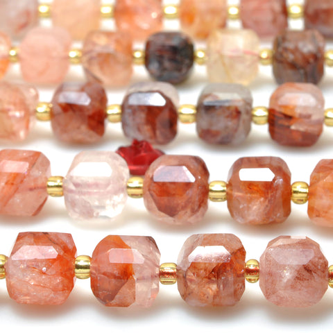 Natural Red Hematoid Quartz faceted cube beads wholesale gemstone for jewelry making DIY design