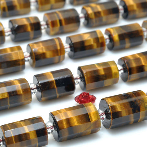 Natural Yellow Tiger Eye Stone faceted tube beads wholesale loose gemstone for jewelry making diy bracelet