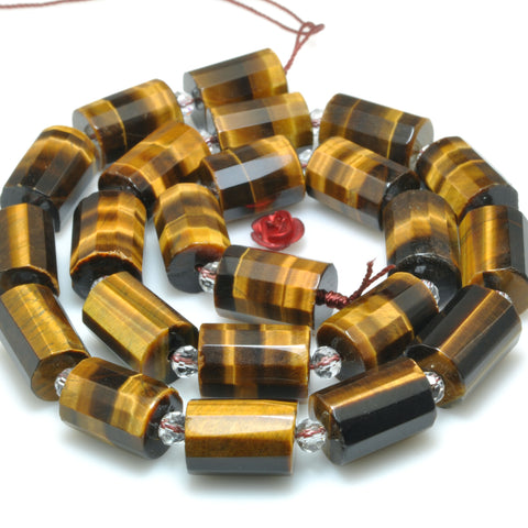 Natural Yellow Tiger Eye Stone faceted tube beads wholesale loose gemstone for jewelry making diy bracelet