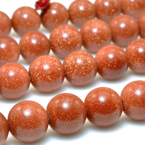 Gold Sandstone Goldstone smooth round beads gemstone wholesale jewelry making 3-12mm 15"