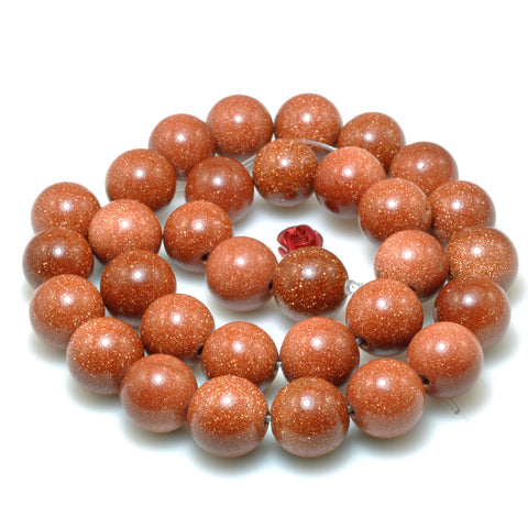 Gold Sandstone Goldstone smooth round beads gemstone wholesale jewelry making 3-12mm 15"
