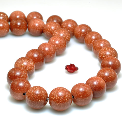 Gold Sandstone Goldstone smooth round beads gemstone wholesale jewelry making 3-12mm 15"