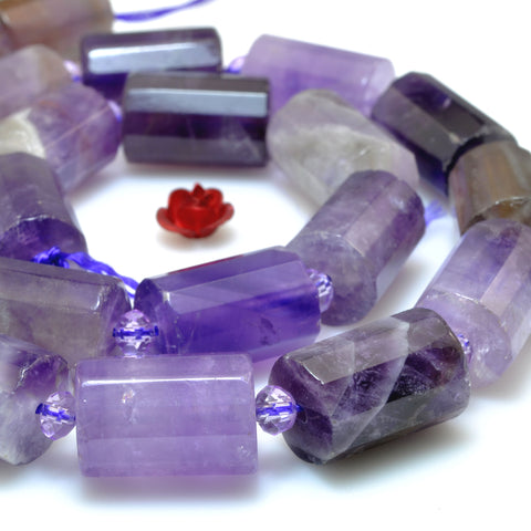 Natural Purple Amethyst gemstone faceted tube beads for jewelry making diy bracelet necklace 10x14mm 15"