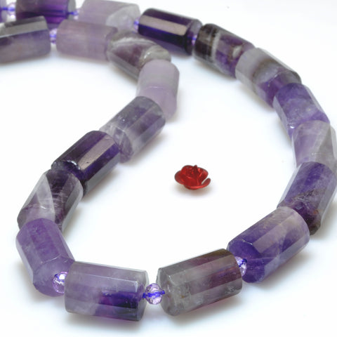 Natural Purple Amethyst gemstone faceted tube beads for jewelry making diy bracelet necklace 10x14mm 15"