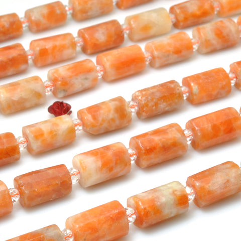 Orange Calcite Stone faceted tube beads wholesale loose gemstone for jewelry making diy bracelet necklace