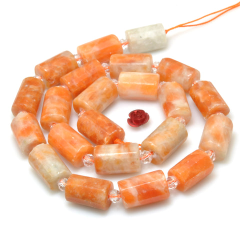 Orange Calcite Stone faceted tube beads wholesale loose gemstone for jewelry making diy bracelet necklace