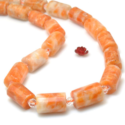 Orange Calcite Stone faceted tube beads wholesale loose gemstone for jewelry making diy bracelet necklace